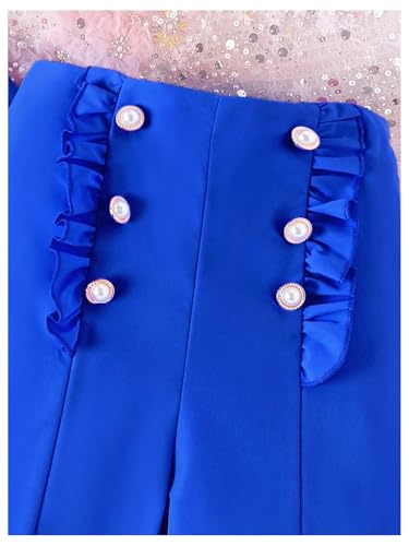 Image of Milumia Girl's 2 Piece Outfits Button Open Front Long Sleeve Blazer and Pants Fall Suit Set