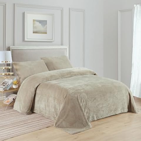 Southwest Canyon Comfort Collection Velvet Plush Sheet Set, King, Taupe Cover