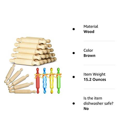 Suclain Wooden Mini Rolling Pin Long Kitchen Baking Small Dough Rolling Pin For Children Fondant Pastry Pizza Crafting And Imaginative Play For Halloween And Christmas Presents (20 Pieces,7 Inches) #TOP7