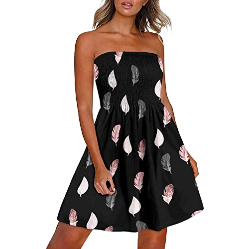 Bandeau Beach Dresses for Women UKStrapless Boobtube Sheering Ruched Boho Mini Dress Summer Ladies Floral Print Pleated Flowy Swing Mini Dress Beach Sundress Bandeau Beach Dresses for Women UKStrapless Boobtube Sheering Ruched Boho Mini Dress Summer Ladies Floral Print Pleated Flowy Swing Mini Dress Beach Sundress