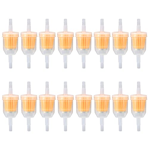 Vwoqiy 16 Filtros de Combustible en Línea, Filtro de Combustible de Velocidad Universal para Motocicleta de 6-8 mm, Scooter, Generador, Cortacésped, Automóvil (Amarillo 16)