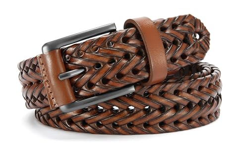 Image of CHAOREN Mens Braided Woven Leather Belt 35MM - Built to Last, Snug Fit | Fully Adjustable, Break-Resistant, Casual-Elegant Vibe, Versatile for Golf, Jeans & Dress, Gift Box