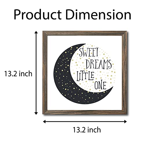 Mienno Sweet Dreams Little One Decorative Wood Sign For Nursery Decor And Home Decor, 13.2X13.2 Inch Wooden Kids, Kids Bedroom Room Sign, Table Wall Brown, Black, White, Yellow #TOP1