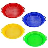 Newbested 4-Pack of Multicolor Plastic Sand Sieves - Ideal for Backyard, Park, Party Favors, and Beach (4 Colors, 8.75'x 9.75')
