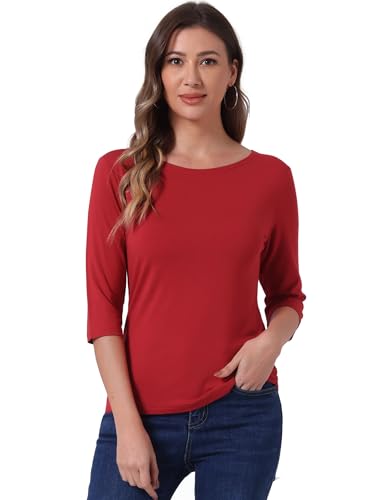 T-shirt col rond femme Allegra K manches coudes, la solution pour un style ajusté chic