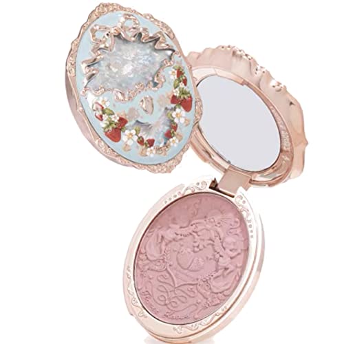 1Pc Huazhixiao Strawberry Series Pressed Powder Blush Matte Silky Facial Blusher Cheek Color Palette With A Mirror And Beautiful Package, Giving Perfect Radiant 3D Look (C02) #TOP27