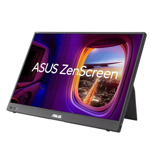 Image of ASUS ZenScreen MB16FC Portable Monitor - 16-inch 16:10 WUXGA (1920 x 1200) IPS Panel, Power Pass Through, Auto Rotate, Tripod, USB Type-C, mini-HDMI, Flicker Free, Low Blue Light, FSC Mix-Certified
