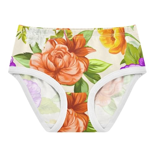 Ornate Flowers Brown Floral Leaves Panties Little Girl Toddlers Underwear Floral Cotton Aesthetic Kids Briefs Undies 2t