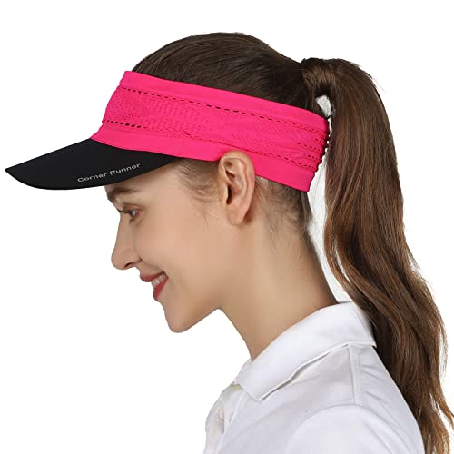 Highterton Sport Visor For Women Sport Cap For Tennis Golf Hat Marathon Hat Performance Run Visor Gym Hats Neoon Bose Neon Rose #TOP1