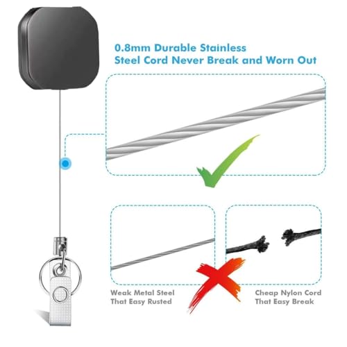 Image of ID Badge Reel Holder with Clip & Keyring, Heavy Duty Retractable Keychain | With Belt Clip & Key Ring, Fits ID Name Card Holder; Lightweight Portable, Great for Daily Commute & Outdoor Carry