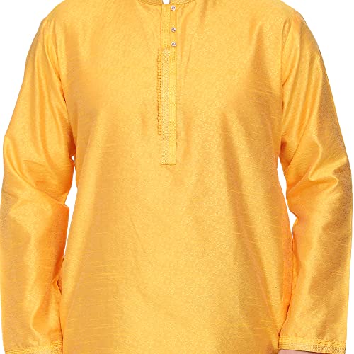 Men's Tunic Art Silk Kurta Pyjama Pajama Set Party Fashion Regular Ethinic Wear Indian Dress Gift for Men Orange Medium4