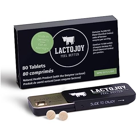 LactoJoy Lactase Pills I 80 Pieces I Powerful Lactase Enzymes for Lactose Intolerance I Ultra Pure Lactase for Improved Digestion I No Silicon Dioxide, No Artificial Flavors, No Sucralose I 100% Vegan Cover