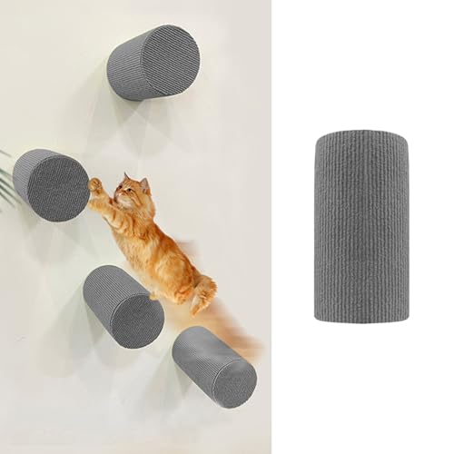 Cylindrical Self-Adhesive Cat Scratching Board 1 Pc- DIY Wall-Mounted Scratch Pole for Climbing Play, Carpet-Style Claw Pad, Furniture Protector for Boring Indoor Cats (M(D: 4.7