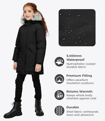 Wantdo Girl's Winter Coat Warm Windproof Insulated Hiking Warm Long Sleeve Puffer Outdoor Running Fall Jacket with Hood4