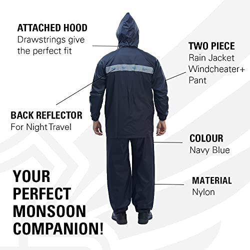 Image of Reliable Rainwear H2O Rambo Suit | Reversible Raincoat For Men Waterproof | Reversible Rain Jacket For Bike Rides | High Neck Collar & Attached Hood