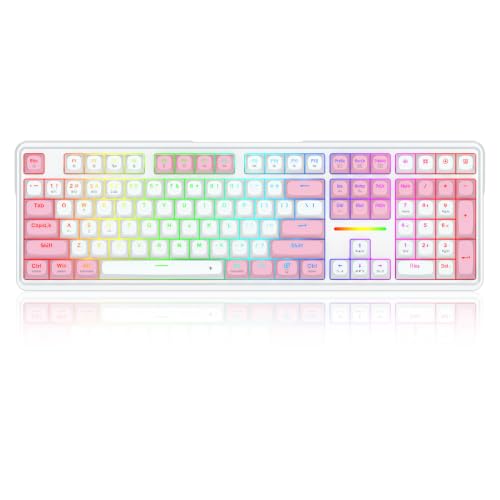 Image of Redragon K745 PRO Wireless Gasket RGB Gaming Keyboard, 108 Keys Mechanical Keyboard w /Extra 4 Hotkeys, Hot-Swap Socket, 5-Layer Noise Dampening, See-Through Round PBT Keycaps, Creamy Linear Switch