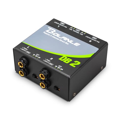Bolanle Passive 2-Channel Direct Box Stereo DI for Guitar, Bass & Synths Hum Eliminator, Ground Loop...