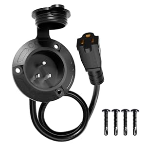 DC HOUSE Enchufe de puerto de CA de 15 A, entrada de alimentación en tierra de 125 V con caja de toma de corriente eléctrica impermeable con cable de extensión de 16 pulgadas para carrito de golf