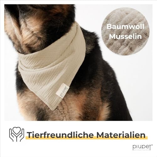 PiuPet® Hundehalstuch I 2er Set Hundehalstücher I Hundehalstuch große Hunde I Halstuch Hund I Stylisches Bandana große & kleine Hunde | Hundebekleidung & Zubehör I Beige/Rot | (S) 58x40x40cm
