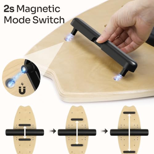 Image of Sportneer Balance Board - 7 Modes Wobble Board with Adjustable Stoppers - Exercise Balancing Stability Trainer for Improve Balance, Surf Trainer & Physical Therapy - Roller and 2.8'' Ball Included