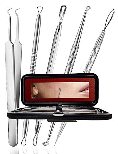 Pimple Popper Tool Kit - (9 Tools) - Blackhead Remover Tools Comedone Extractor