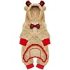 Dog Pajamas Christmas Costumes, Pet Cold Weather Sweater Coat Santa Claus Reindeer with Bowtie Apparel, Puppy Warm Winter Hoodie Clothes Jumpsuit, Pjs Onesie for Small Medium Dog Cats (X-Small)
