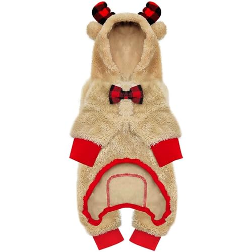 Dog Pajamas Christmas Costumes, Pet Cold Weather Sweater Coat Santa Claus Reindeer with Bowtie Apparel, Puppy Warm Winter Hoodie Clothes Jumpsuit, Pjs Onesie for Small Medium Dog Cats (X-Small) Dog Pajamas Christmas Costumes, Pet Cold Weather Sweater Coat Santa Claus Reindeer with Bowtie Apparel, Puppy Warm Winter Hoodie Clothes Jumpsuit, Pjs Onesie for Small Medium Dog Cats (X-Small)