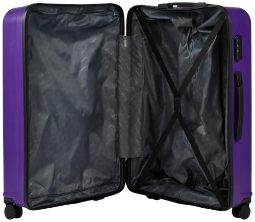 Image of Teakwood Set of 3 8 Wheels Trolley Bag, Hard Cabin with Zipper Closure, Adjustable Push Button & Cross Side Strap, Number Lock System 360 Degree (Set of 3, Purple)