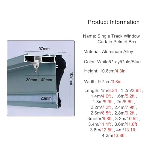 Cenefa para cortina de aluminio blanco, pack de 2 pistas personalizables 2