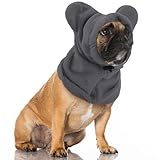 Clysee Winter Dog Hats Quiet Ears for Dogs Ear Muffs Pet Neck Warmer Scarf Hoodie Noise Protection Cover Beanie Head Wrap Costume for Pet Dog Cats(Grey,S)