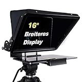 Teleprompter de 16 pulgadas, adecuado para todo tipo de tabletas, vidrio de espectroscopio 70/30, carcasa de aluminio, ajustable en cualquier ángulo, se puede utilizar para cortometrajes y discursos