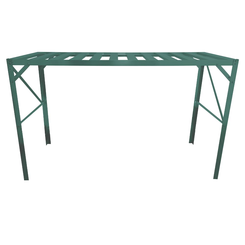 Greenhouse Staging Shelving Aluminium With Steel Legs Free Standing 1 2 Or 3 Tier Green Or Silver (Green - 1 Tier Staging Bench)