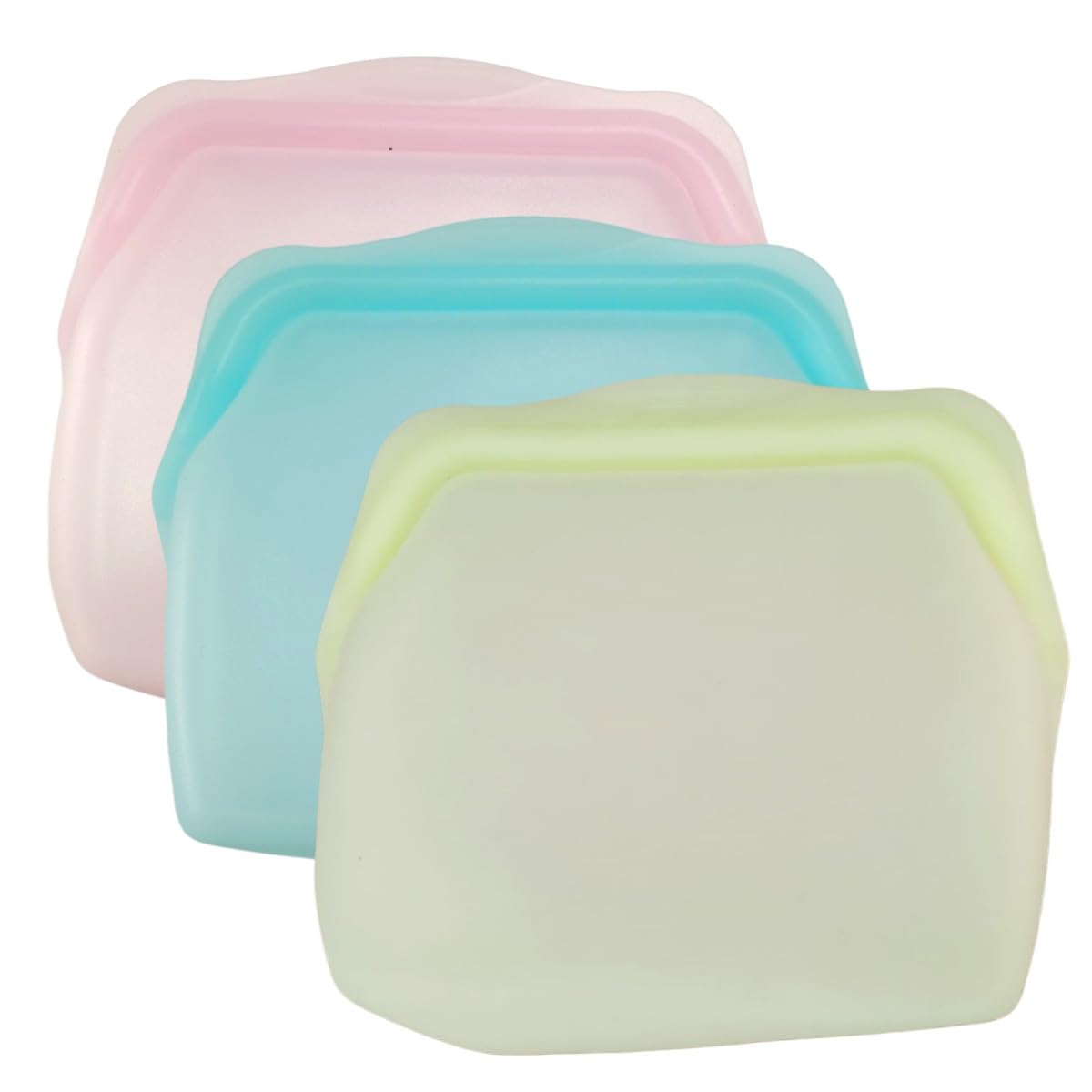 1/3pcs Reusable Silicone Food Storage Bags，Fridge Food Storage Sealed Bags, Leak-proof And Odor-proof Upright Freezer Bags(3pcs,600ML)
