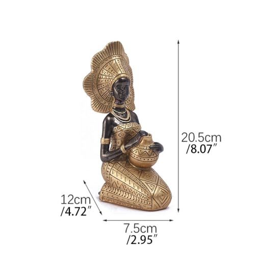 Estatua de mujer africana de resina para decoración retro miniatura 2