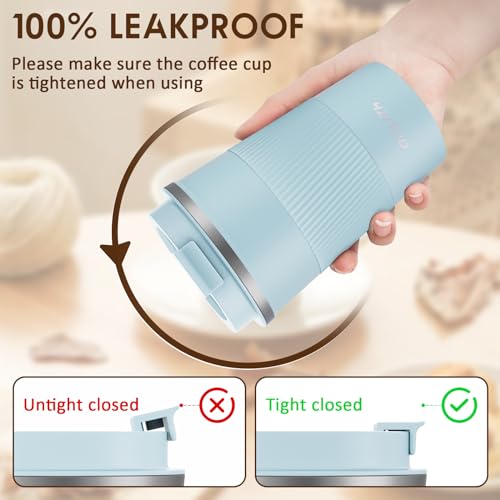 Aolieh Travel Mug 380 ml, Insulated Coffee Cup with Lid, Reusable Stainless Steel Thermal Cup for Coffee Tea & Cold Drinks - Image 3