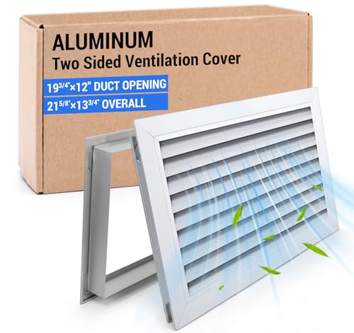 Bimiti 20 x 12 Inch Door Vent Two Sided Ventilation Cover Door Air Vent Aluminum Exterior Vent Two Sided Door Louver Vent Door Grille Vent Overflow Ventilation Grill Wall Vent for Bathroom Side Wall