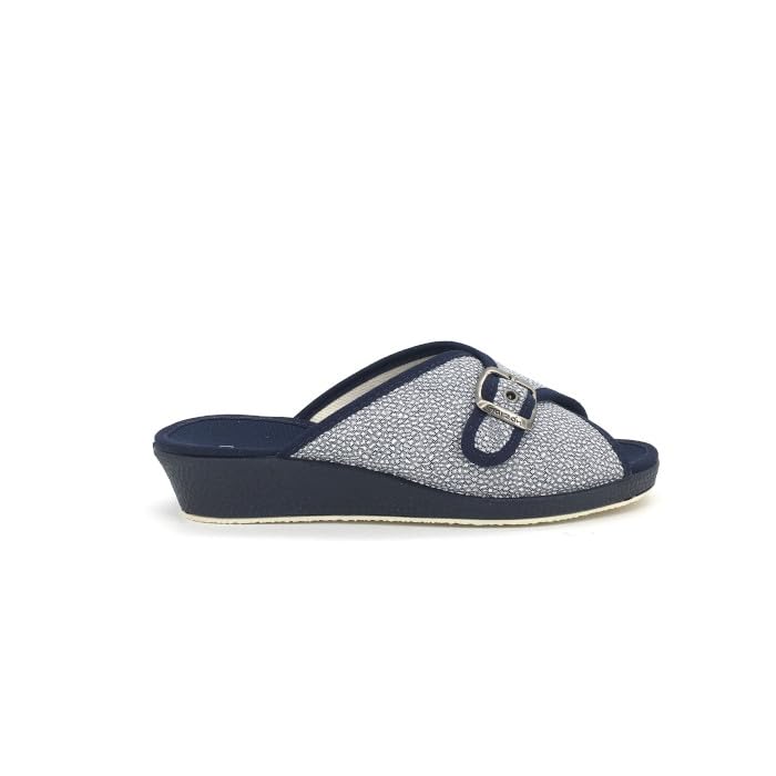 GARZON 753.156 Zapatillas de casa con Hebilla Regulable y cuña Baja, con Suela de Goma para: Mujer Color: Azul Marino Talla: 40