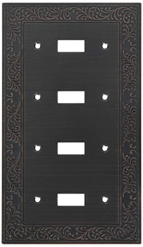 Image of Amerelle 43T4VB English Garden Wallplate, 4 Toggle, Cast Metal, Aged Bronze, 1-Pack
