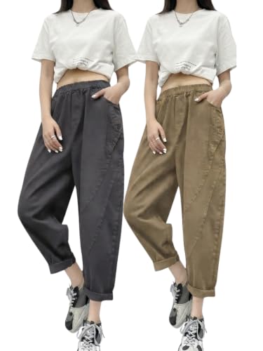 Image of Leriya Fashion Trouser for Women High Waist Wide Leg | Grey Trousers Office Wear Pleated Korean Pants for Womens | Loose Fit Korean Baggy Trouser Pant