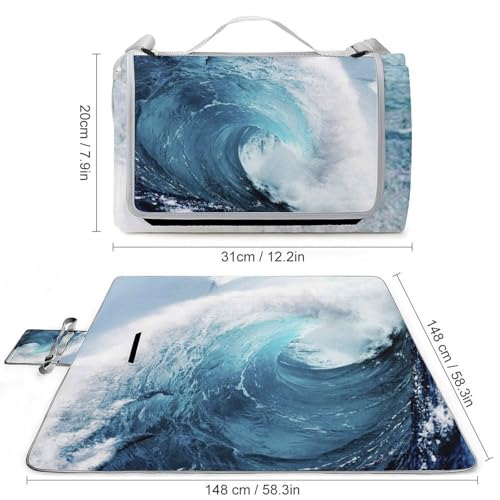 Couverture de pique-nique imperméable pliable Ocean Waves tapis de camping portable - 4