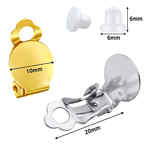 60 Pieces Round Flat Back Tray Earring Clips, Non-Pierced Earring Setting Components,Clip-On Earring Findings In 3 Colors With 60 Pieces Earring Pads For Diy Earring Jewelry Making #TOP1