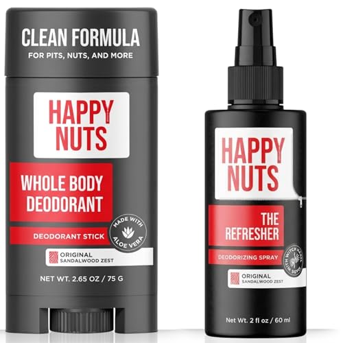 HAPPY NUTS The Refresher Intimate Spray & Total Body and Ball Deodorant (OG) Bundle - Complete Ball & Body Cleansing & Odor Defense for Men