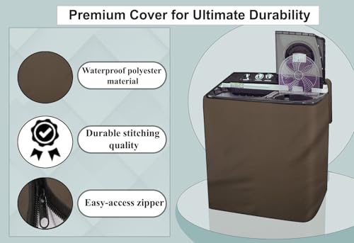 Image of Stylista Waterproof and Dustproof Polyester Washing Machine Cover Compatible for Godrej 10 Kg Semi-Automatic Top Loading WSEDGE NEO 100 5.0 PB3 SLGR, Beige