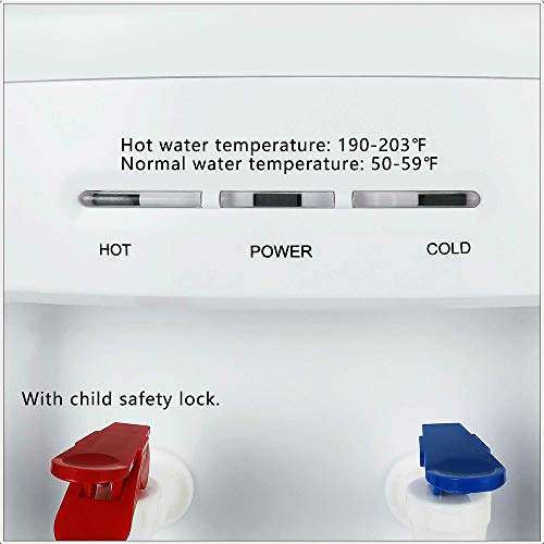 White Modern Top Loading Water Cooler Dispenser usability and storage cabinet