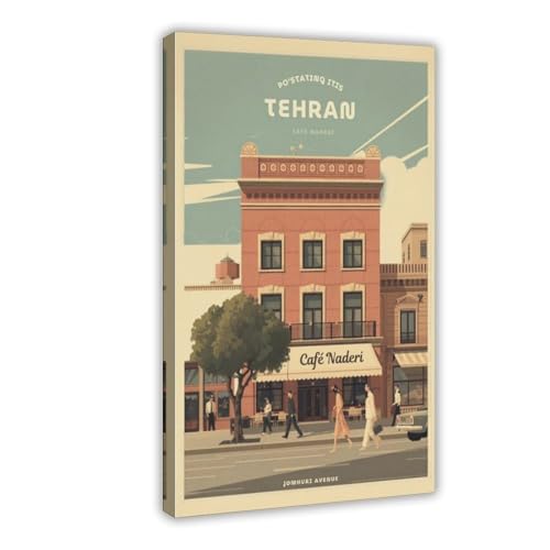 Poster rétro Téhéran Café Naderi de haute qualité esthétique pour salon chic