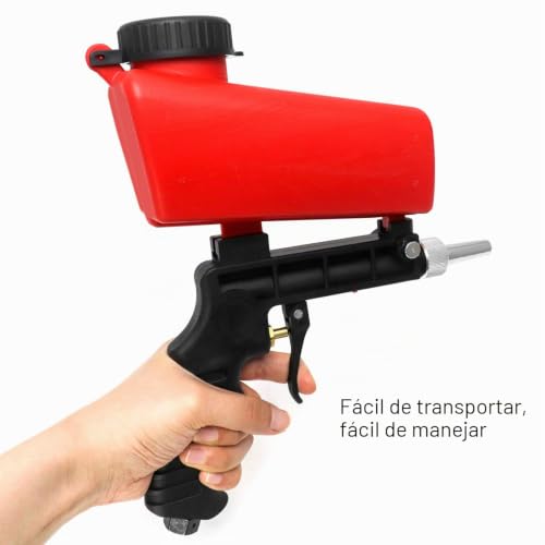 Miniatura 4 de Qwork Pistola De Chorro De Arena, Pistola Neumática, Para Mantenimiento Automotriz Para Óxido, Pintura, Roja