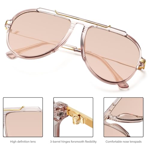 Oversized Aviator Sunglasses for Women Sun Glasses 70s Retro Shades - image 6