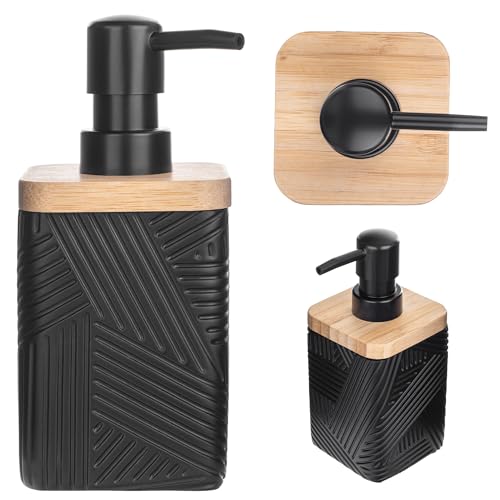 KADAX Distributeur de savon liquide vaisselle, rechargeable, moderne, avec pompe, carré, noir