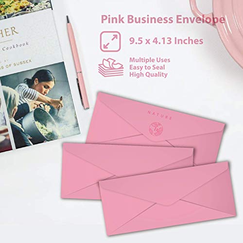 Business-Envelops-200-Pack-10-Pink-Envelopes-Standard-Square-Flap-Gummed-Seal-Perfect-for-Invitations-Office-Checks-Letter-Mailing-Crafts-Printable-Windowless-4-18-x-9-12-Inches