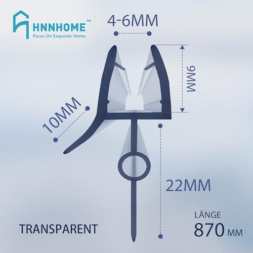 HNNHOME Badewannen- und Duschwand-Dichtung aus Kunststoff, für gerade und gebogene Türen mit einer Glasdicke von 4 - 6 mm und für Spalten von 16 - 22 mm